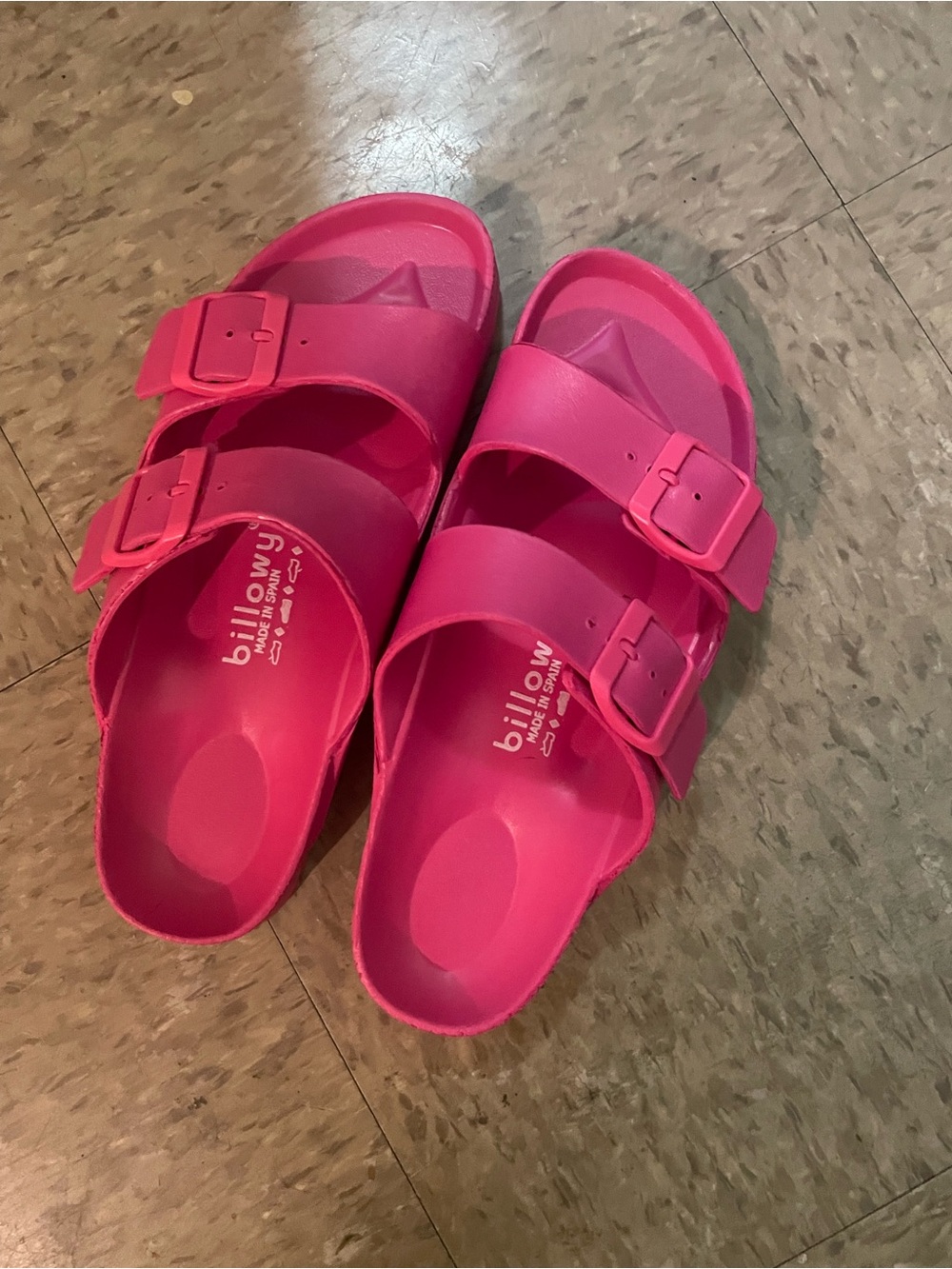 Hot Pink Dual-Buckle Slide Sandals